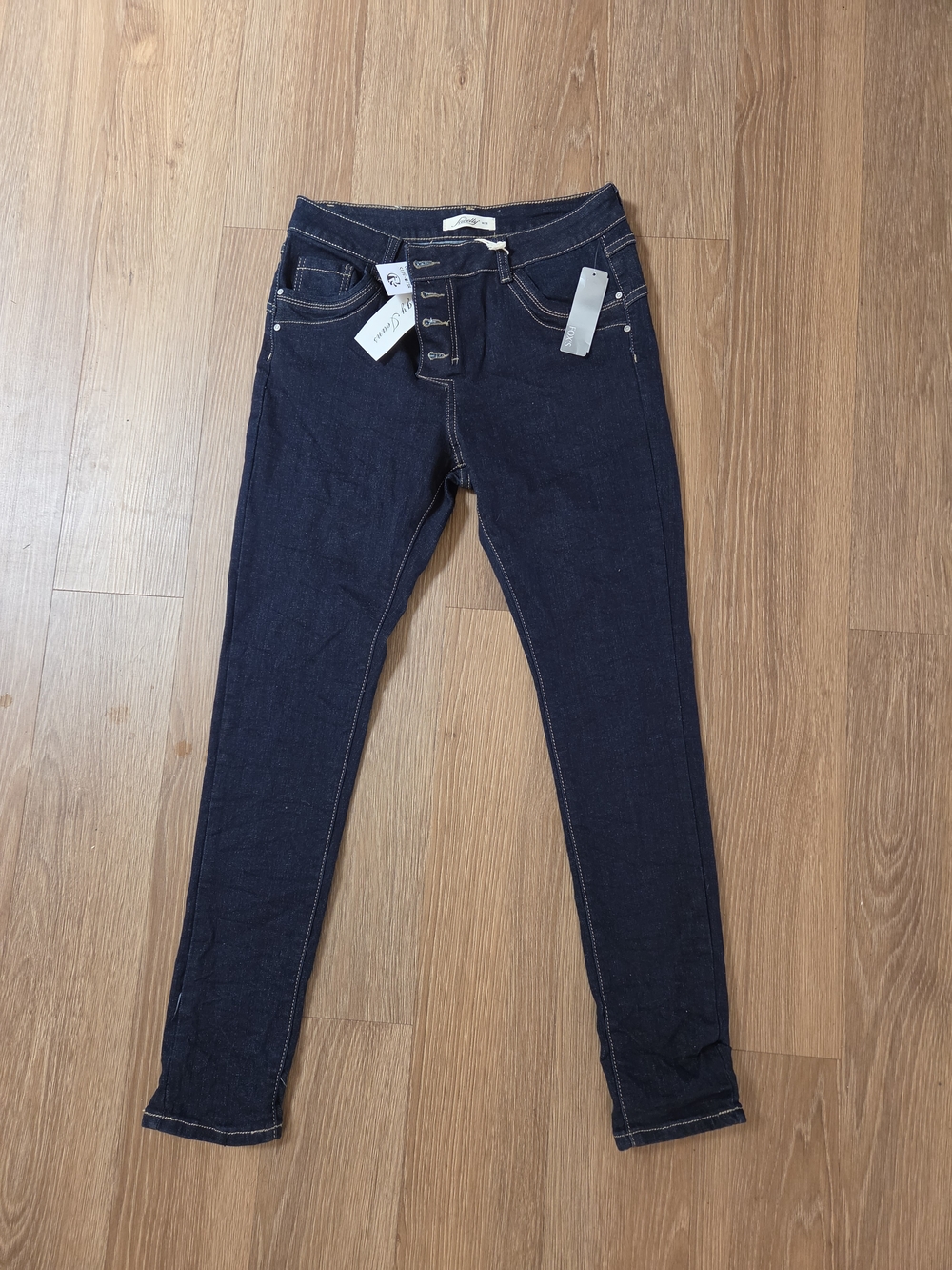 Designer European Jeans By Jewelly. Indigo Skinny Jeans with Button Fly